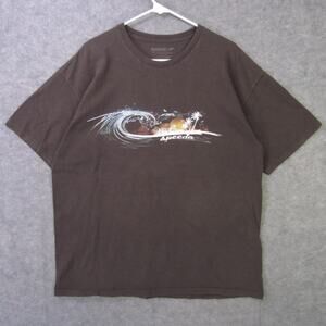 Speedo Shirt Mens XLarge Brown Surf Wave Graphic Beach Swim Logo T Shirt Tee